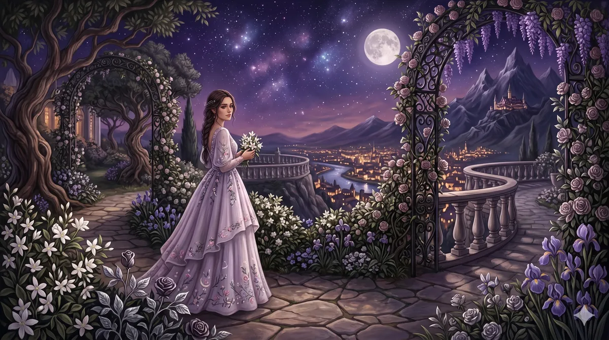 Elain Archeron tending to the garden at the river house in Velaris